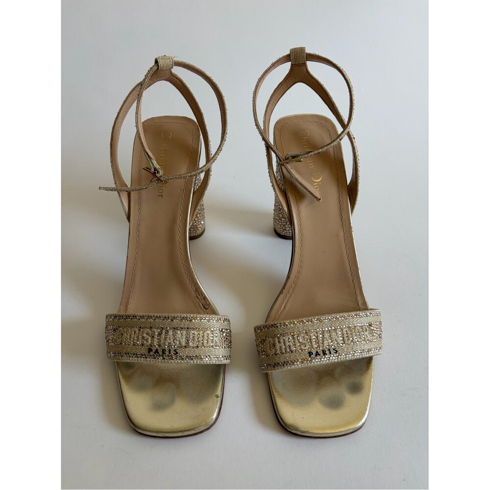 Christian Dior Dway Gold Crystals Sandal Heels - Picture 10 of 13